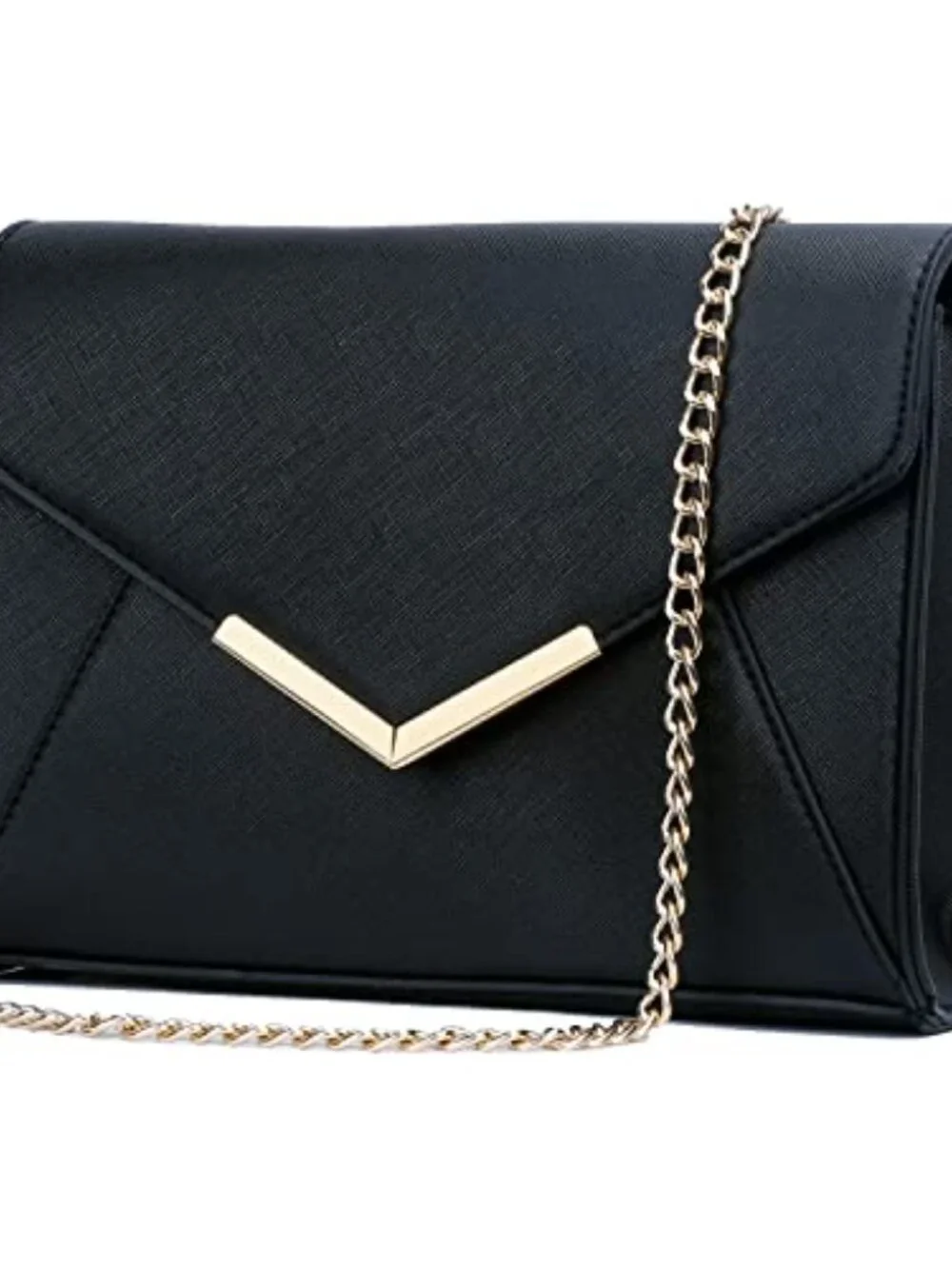 Elegant Faux Leather Evening Envelope Clutch Purse Foldover Bag Party Wedding